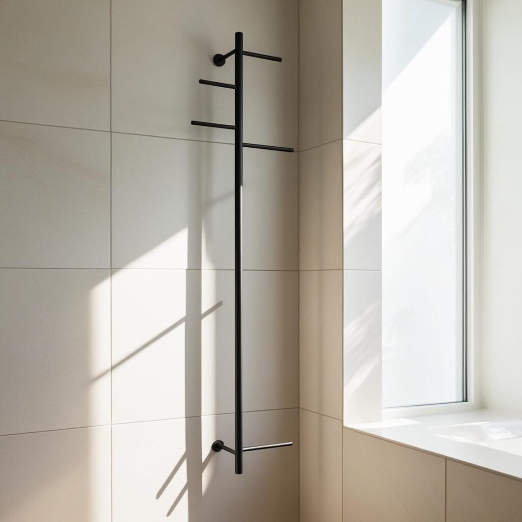 Perchero de pared moderno en baño con acabado mate
