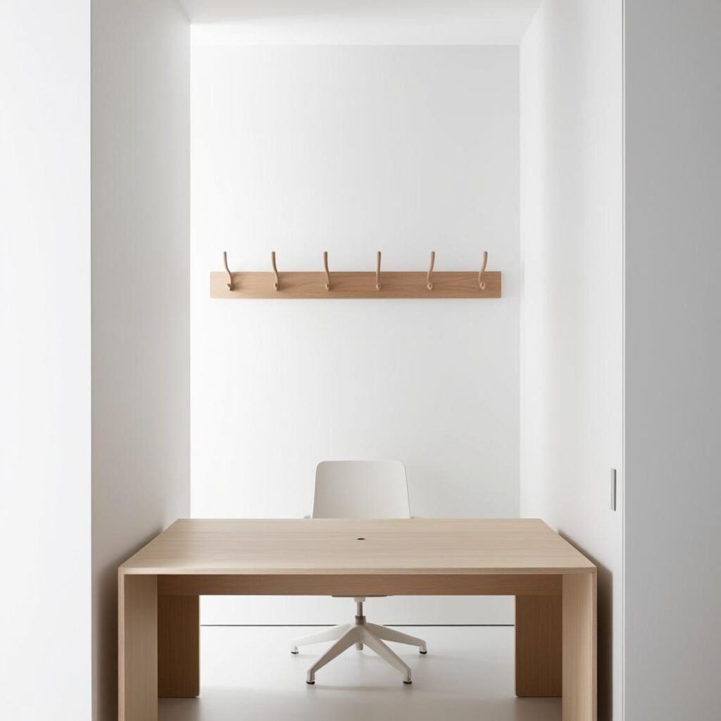 Perchero de pared moderno en escritorio minimalista